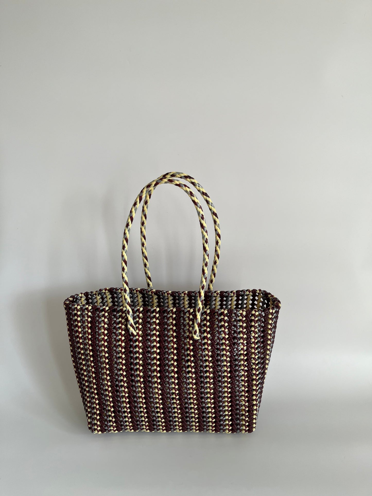N°302L - SAC PANIER TRESSÉ MAIN - GRAND - multicolors