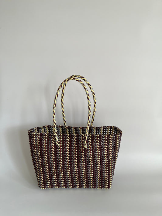 N°302L - SAC PANIER TRESSÉ MAIN - GRAND - multicolors