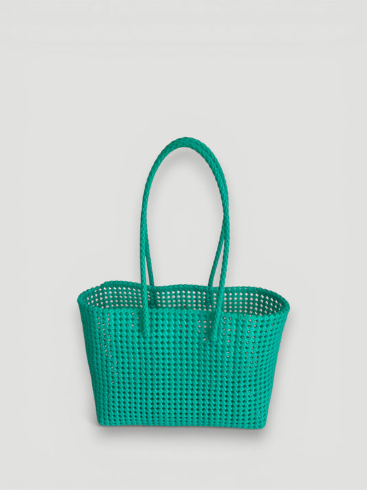 N°46L - SAC PANIER TRESSÉ MAIN - GRAND - turquoise