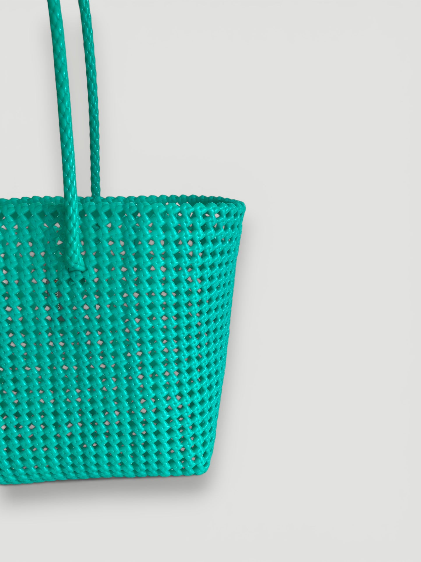 N°46L - SAC PANIER TRESSÉ MAIN - GRAND - turquoise