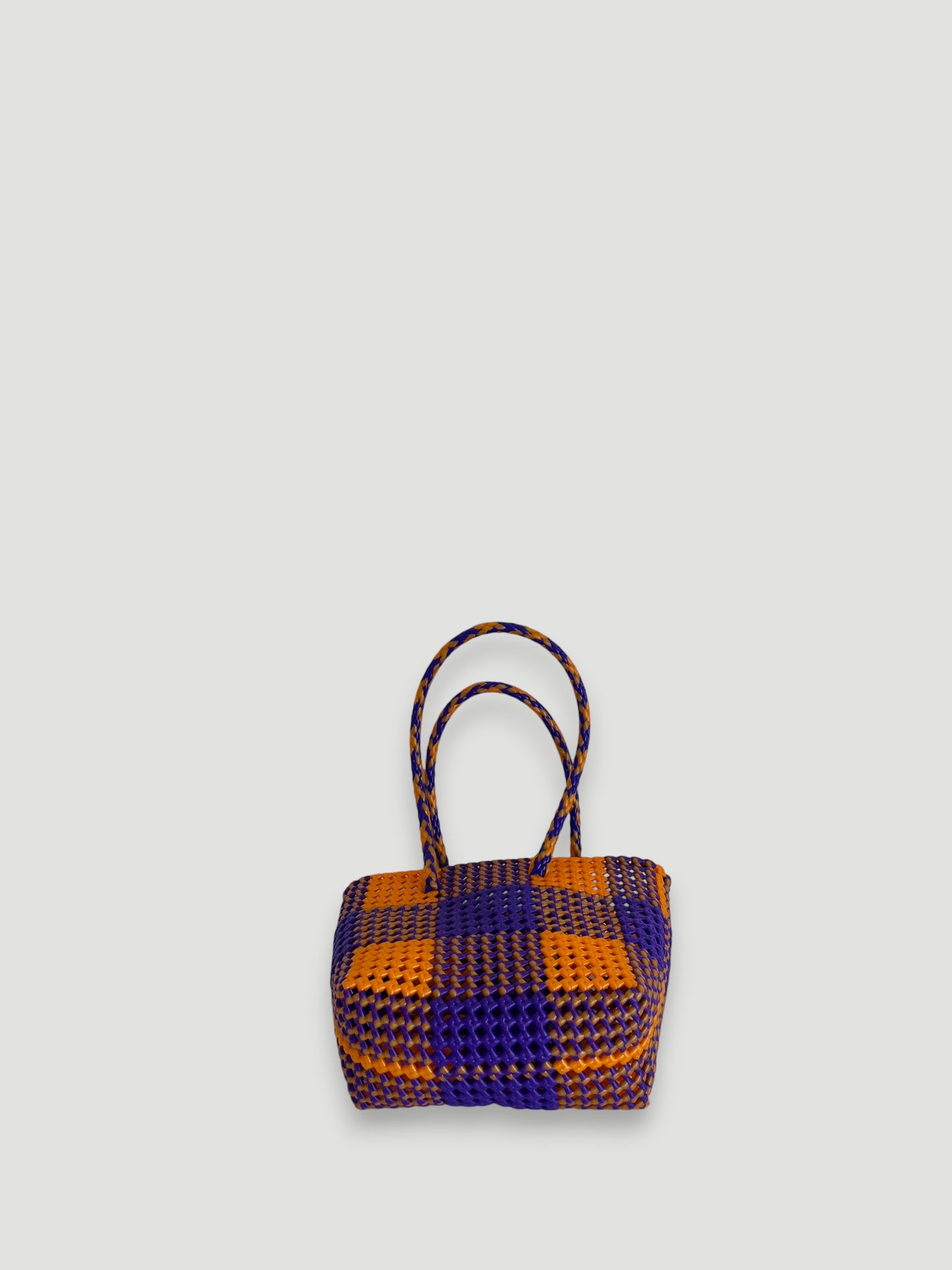 N°506S bis - SAC PANIER TRESSÉ MAIN - PETIT - violet foncé & doré