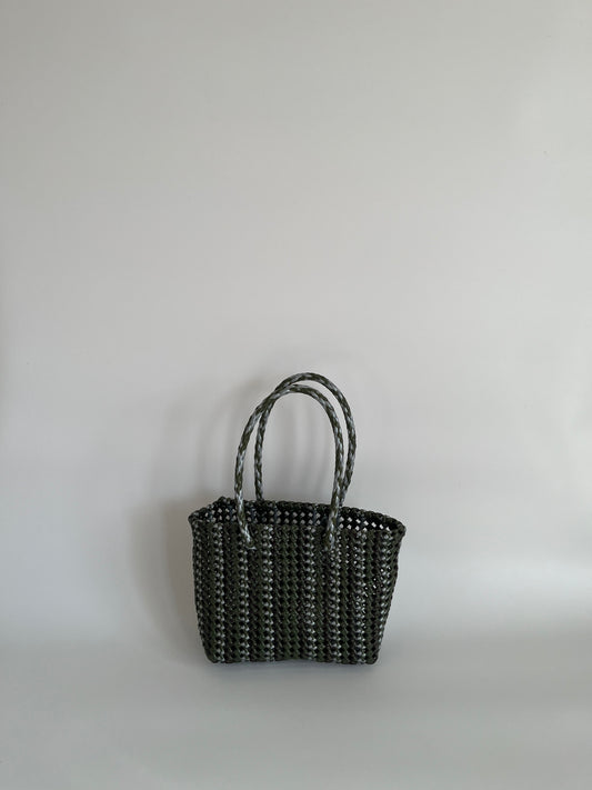 N°255S - SAC PANIER TRESSÉ MAIN - PETIT - multicolors