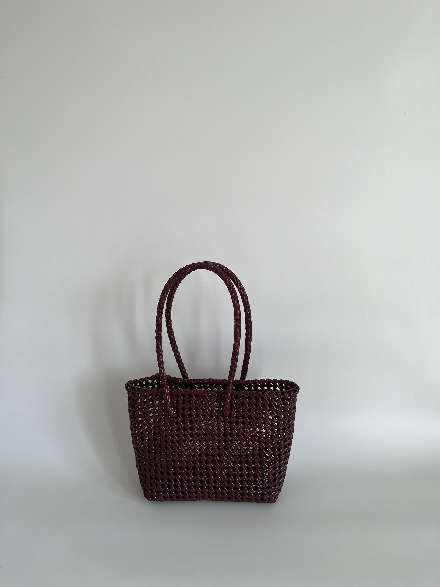 N°257S - SAC PANIER TRESSÉ MAIN - PETIT - bordeaux