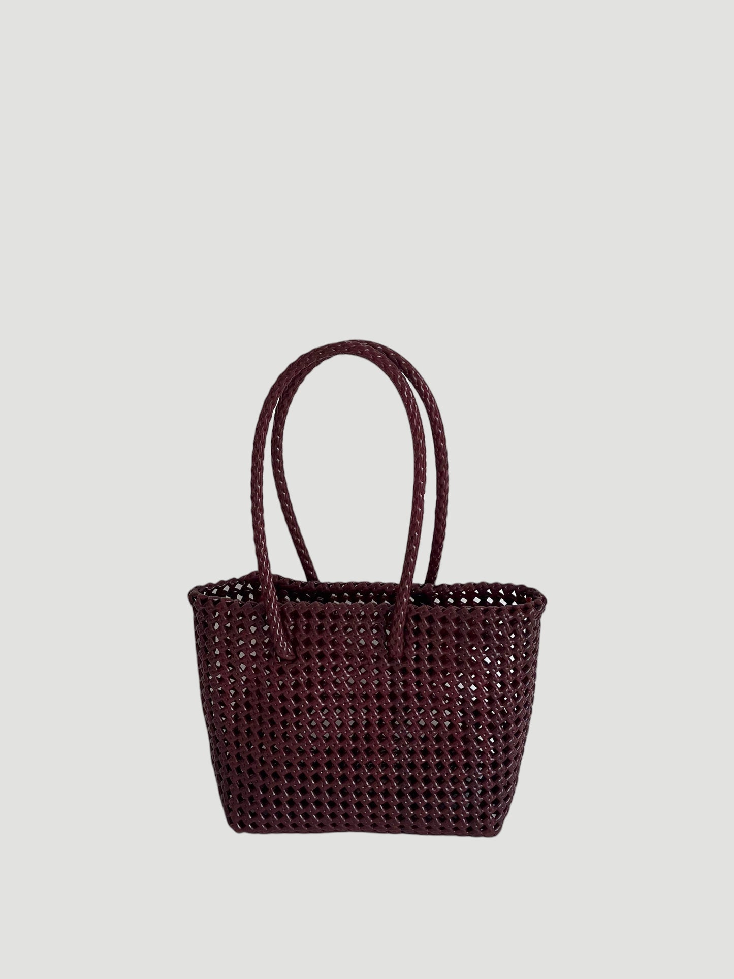 N°257S - SAC PANIER TRESSÉ MAIN - PETIT - bordeaux