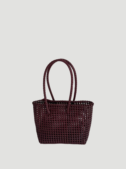 No. 257S - Hand-braided basket bag - small - burgundy