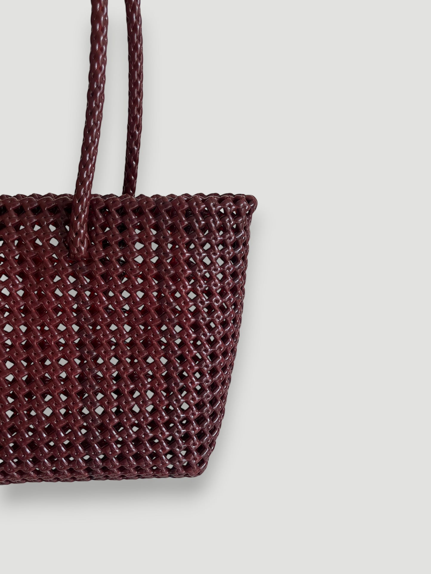 N°257S - SAC PANIER TRESSÉ MAIN - PETIT - bordeaux
