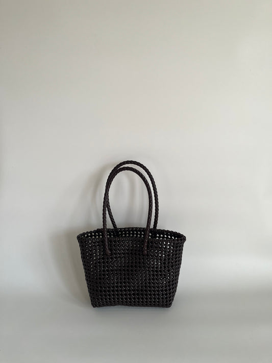 N°266S - SAC PANIER TRESSÉ MAIN - PETIT - marron