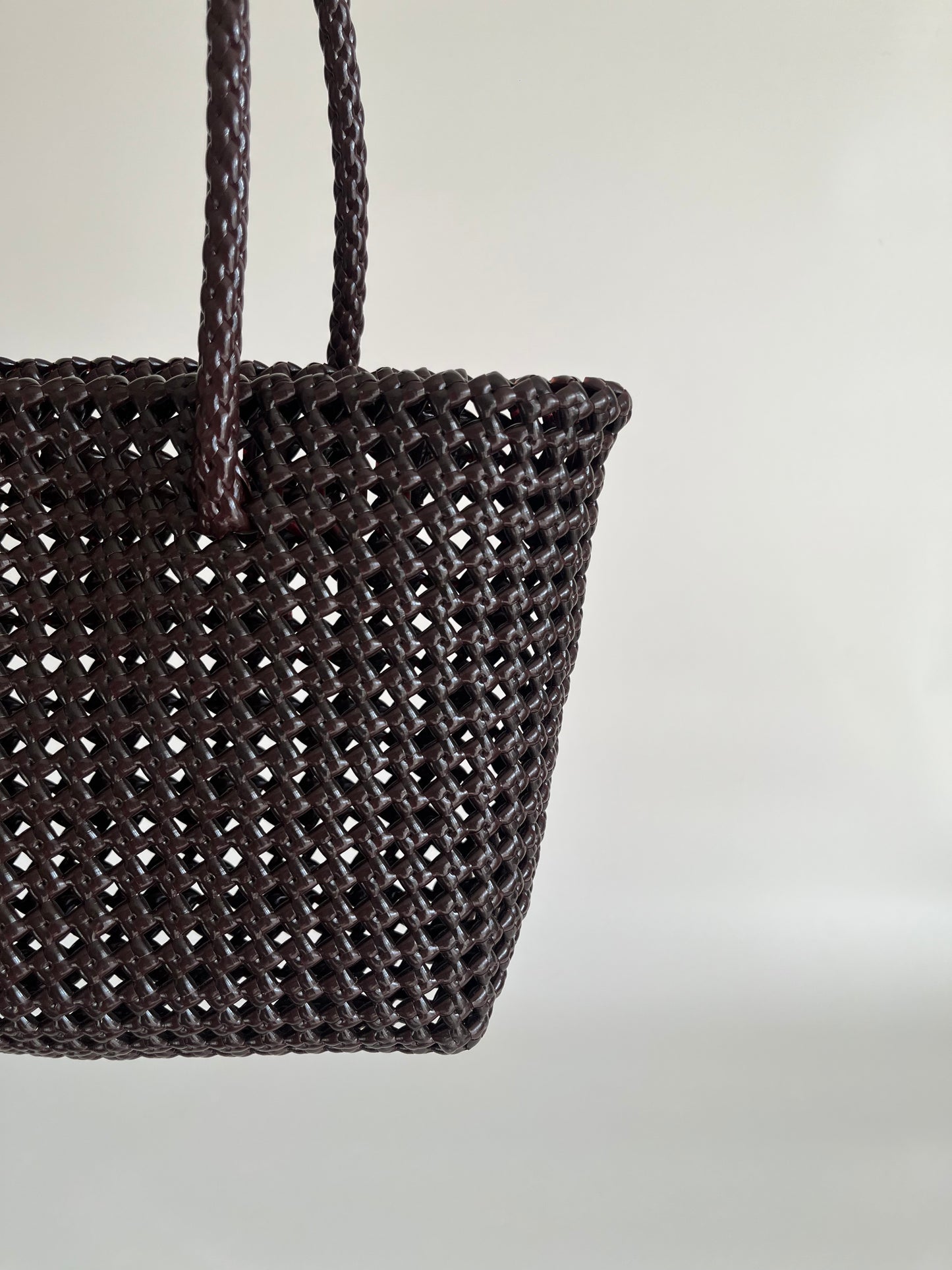 No. 266S - Hand-braided basket bag - small - brown