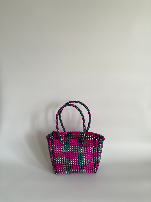 N°508S - SAC PANIER TRESSÉ MAIN - PETIT - multicolors