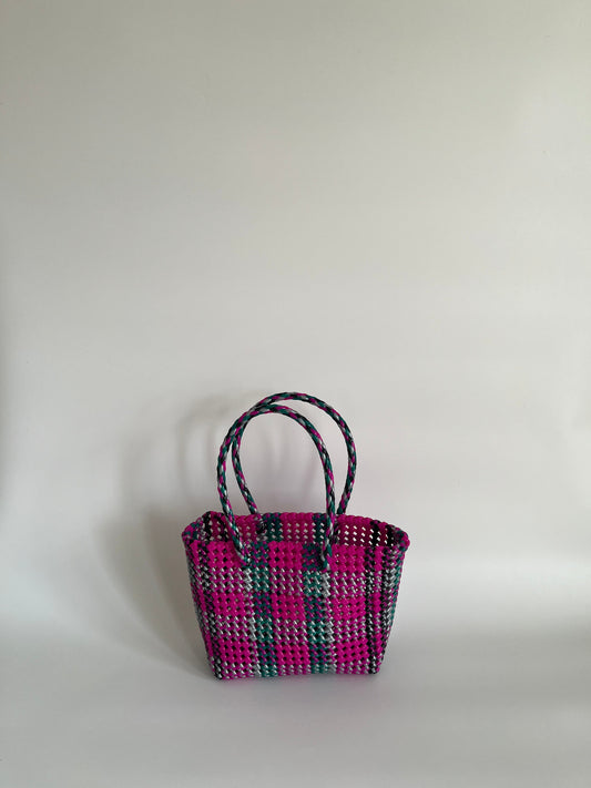 N°508S - SAC PANIER TRESSÉ MAIN - PETIT - multicolors