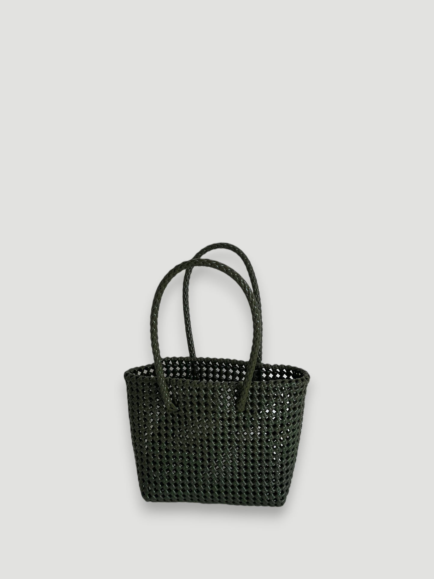 No. 45S - Hand-braided basket bag - small - khaki