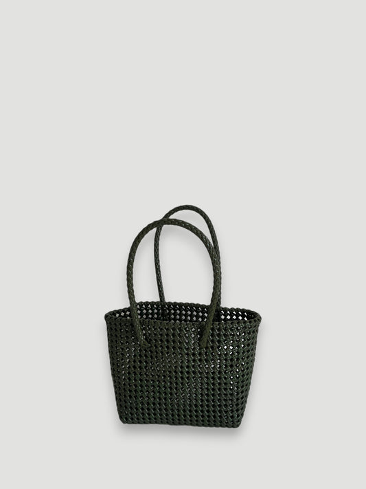 No. 45S - Hand-braided basket bag - small - khaki