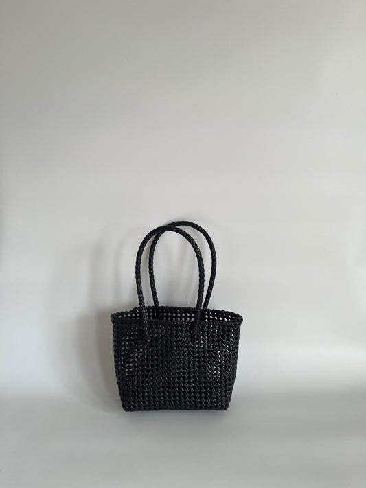 N°47S - SAC PANIER TRESSÉ MAIN - PETIT - noir