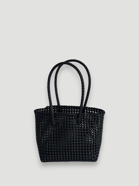 No. 47S - Hand-braided basket bag - small - black
