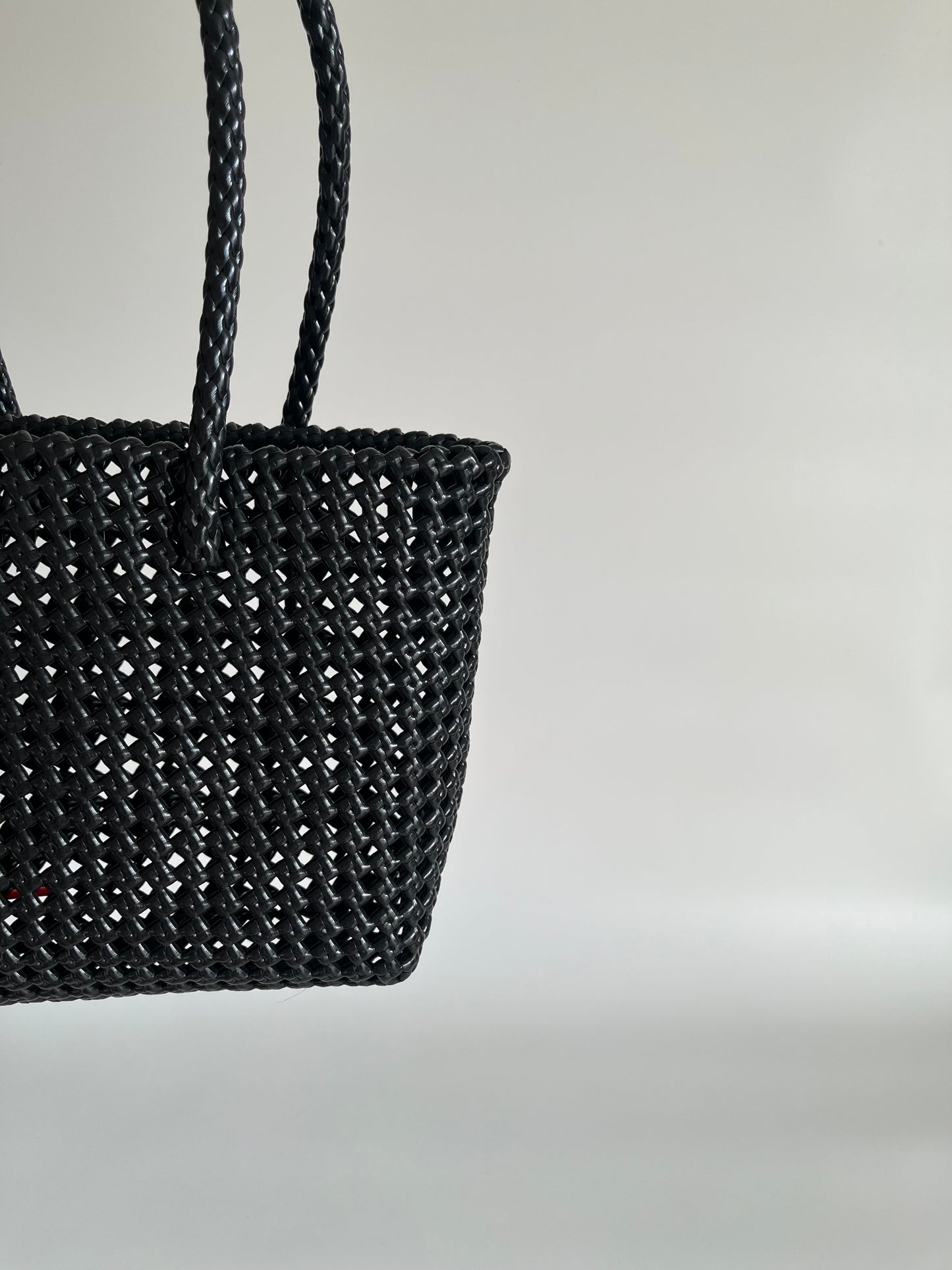 N°47S - SAC PANIER TRESSÉ MAIN - PETIT - noir