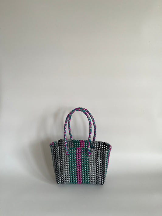 N°508S bis - SAC PANIER TRESSÉ MAIN - PETIT - multicolors