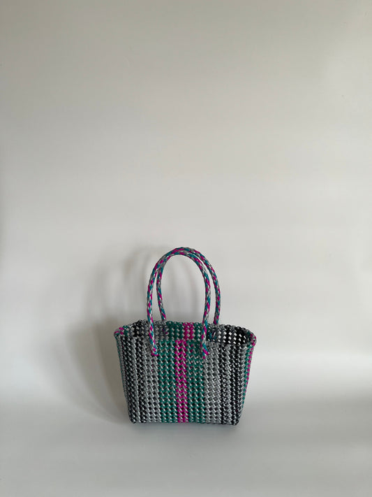 N°508S bis - SAC PANIER TRESSÉ MAIN - PETIT - multicolors