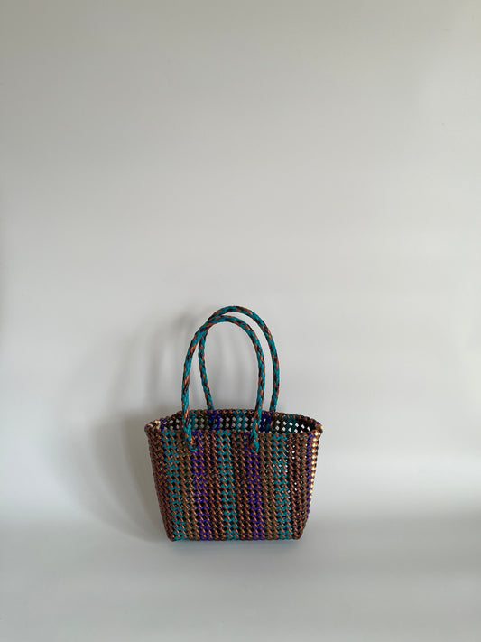 N°510S - SAC PANIER TRESSÉ MAIN - PETIT - multicolors