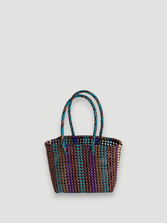 N°510S - SAC PANIER TRESSÉ MAIN - PETIT - multicolors
