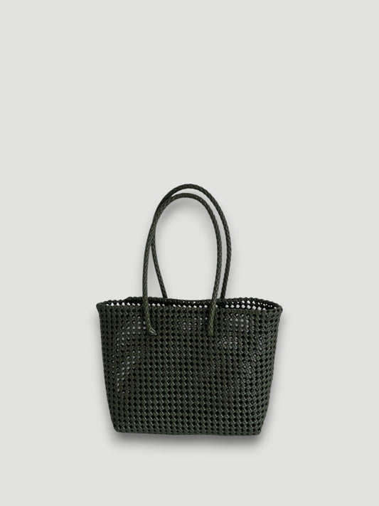 N°45M - SAC PANIER TRESSÉ MAIN - MOYEN - kaki