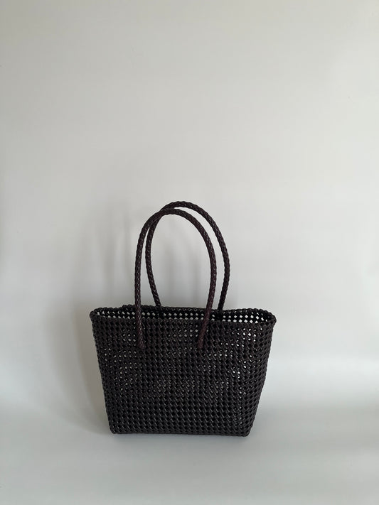 N°266M - SAC PANIER TRESSÉ MAIN - MOYEN - marron