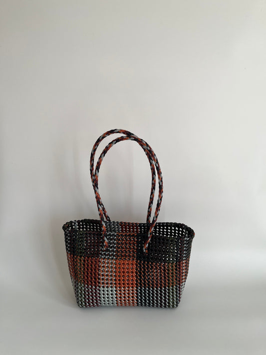 N°513M - SAC PANIER TRESSÉ MAIN - MOYEN - multicolors