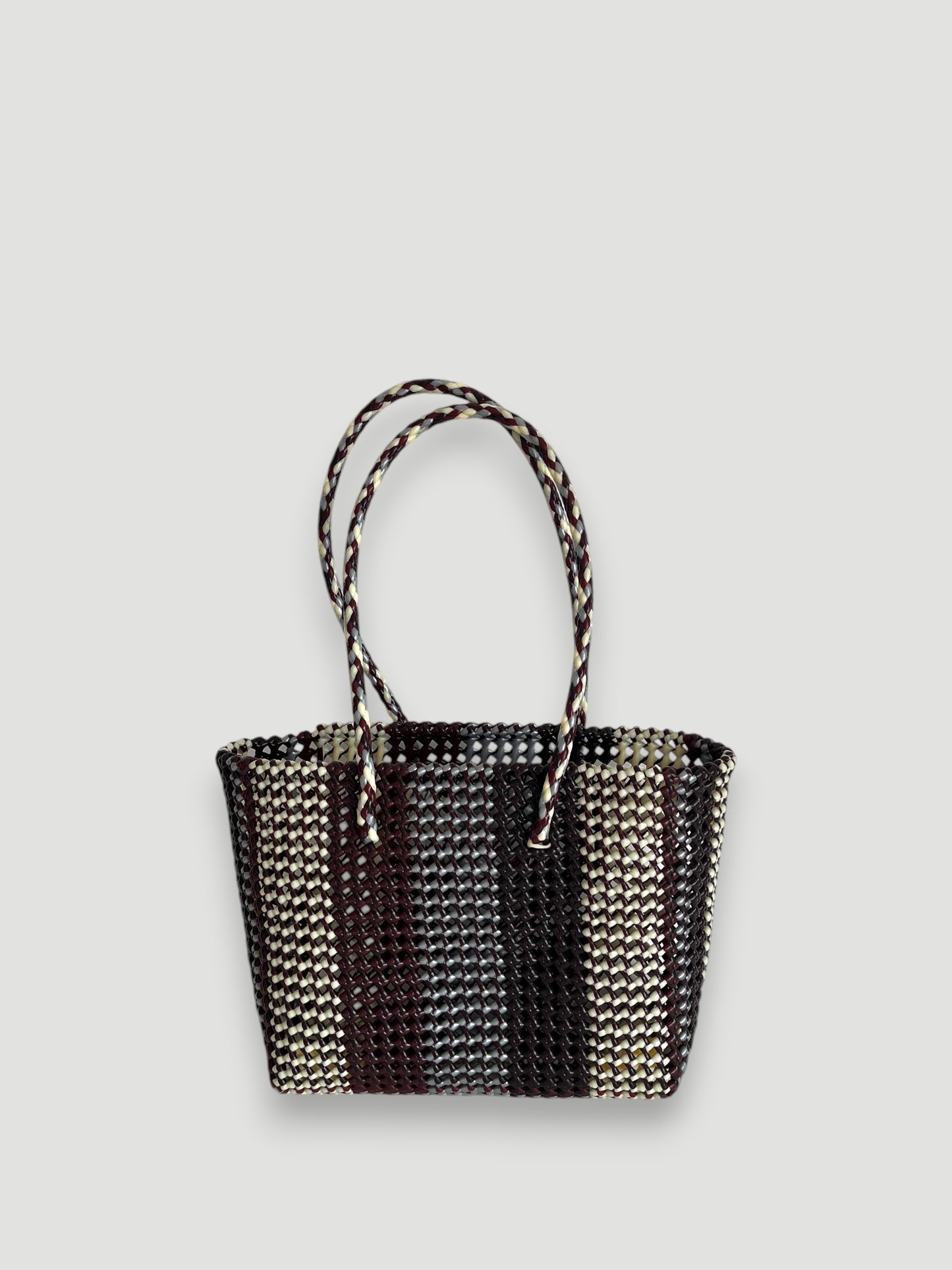 N°302M - SAC PANIER TRESSÉ MAIN - MOYEN - multicolors