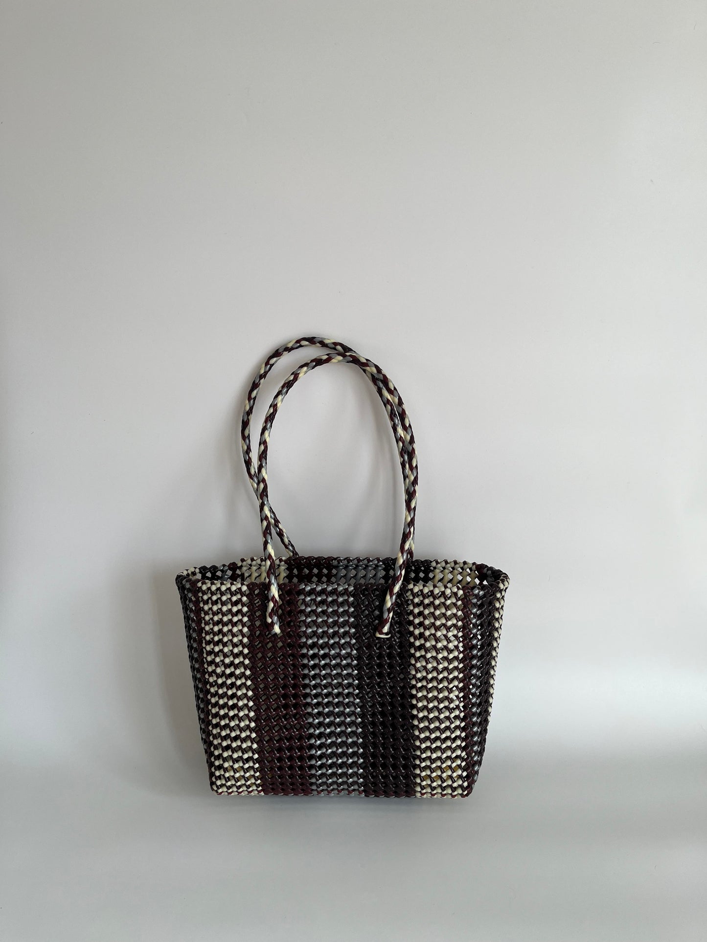 N°302M - SAC PANIER TRESSÉ MAIN - MOYEN - multicolors