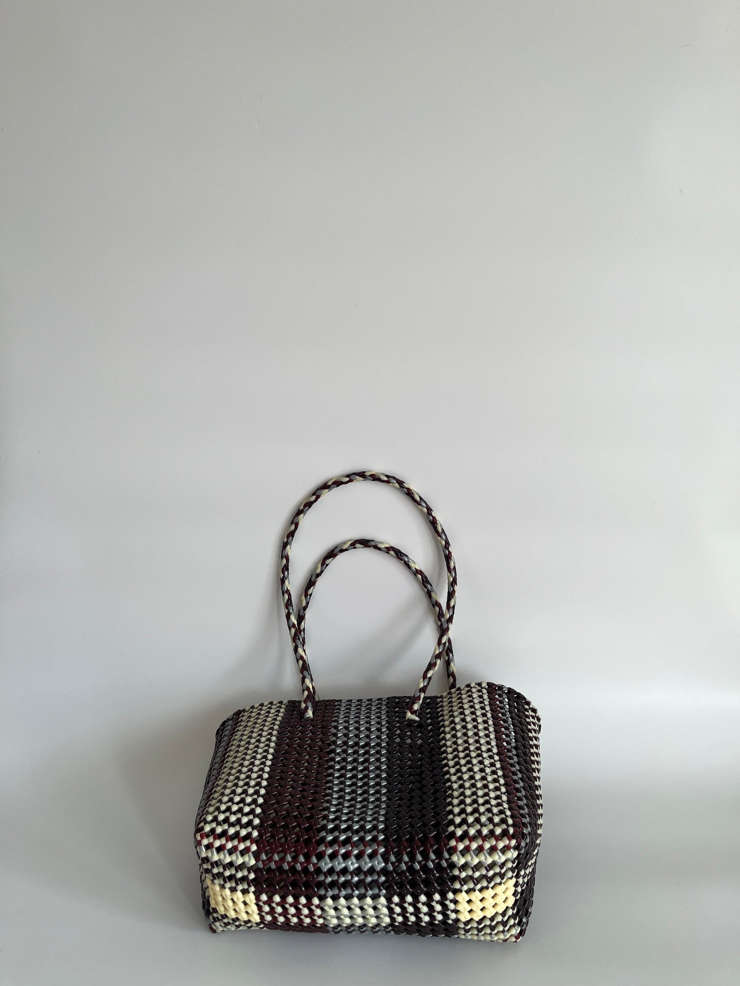 N°302M - SAC PANIER TRESSÉ MAIN - MOYEN - multicolors