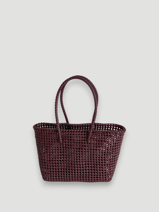 N°257M - SAC PANIER TRESSÉ MAIN - MOYEN - bordeaux