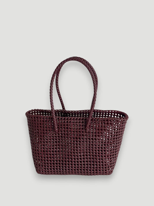 N°257L - SAC PANIER TRESSÉ MAIN - GRAND - bordeaux