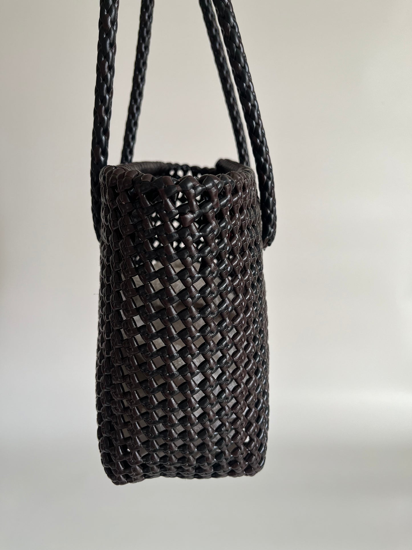 N°511S - SAC PANIER TRESSÉ MAIN - PETIT - noir & marron