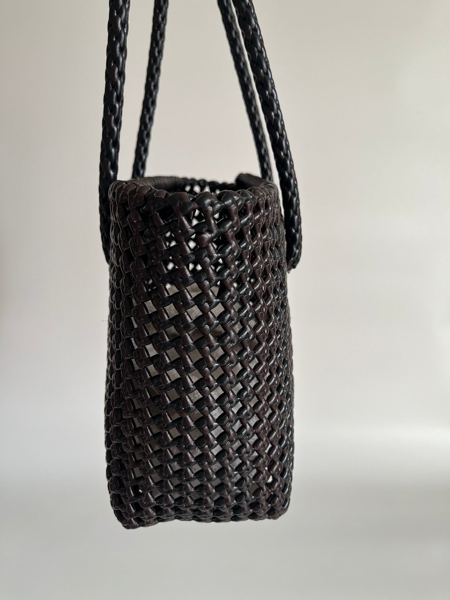 N°511S - SAC PANIER TRESSÉ MAIN - PETIT - noir & marron