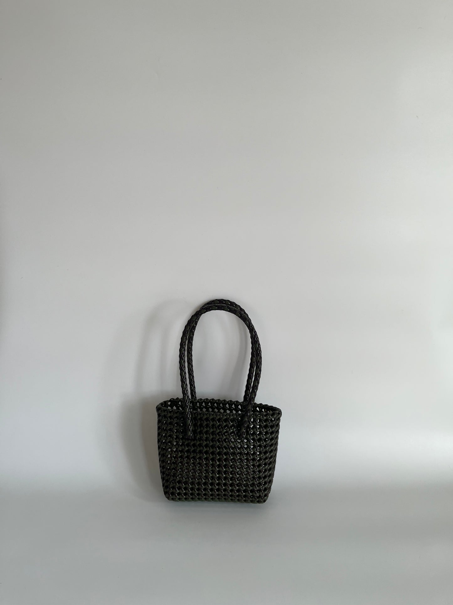 N°254XS - SAC PANIER TRESSÉ MAIN - MINI - marron & kaki