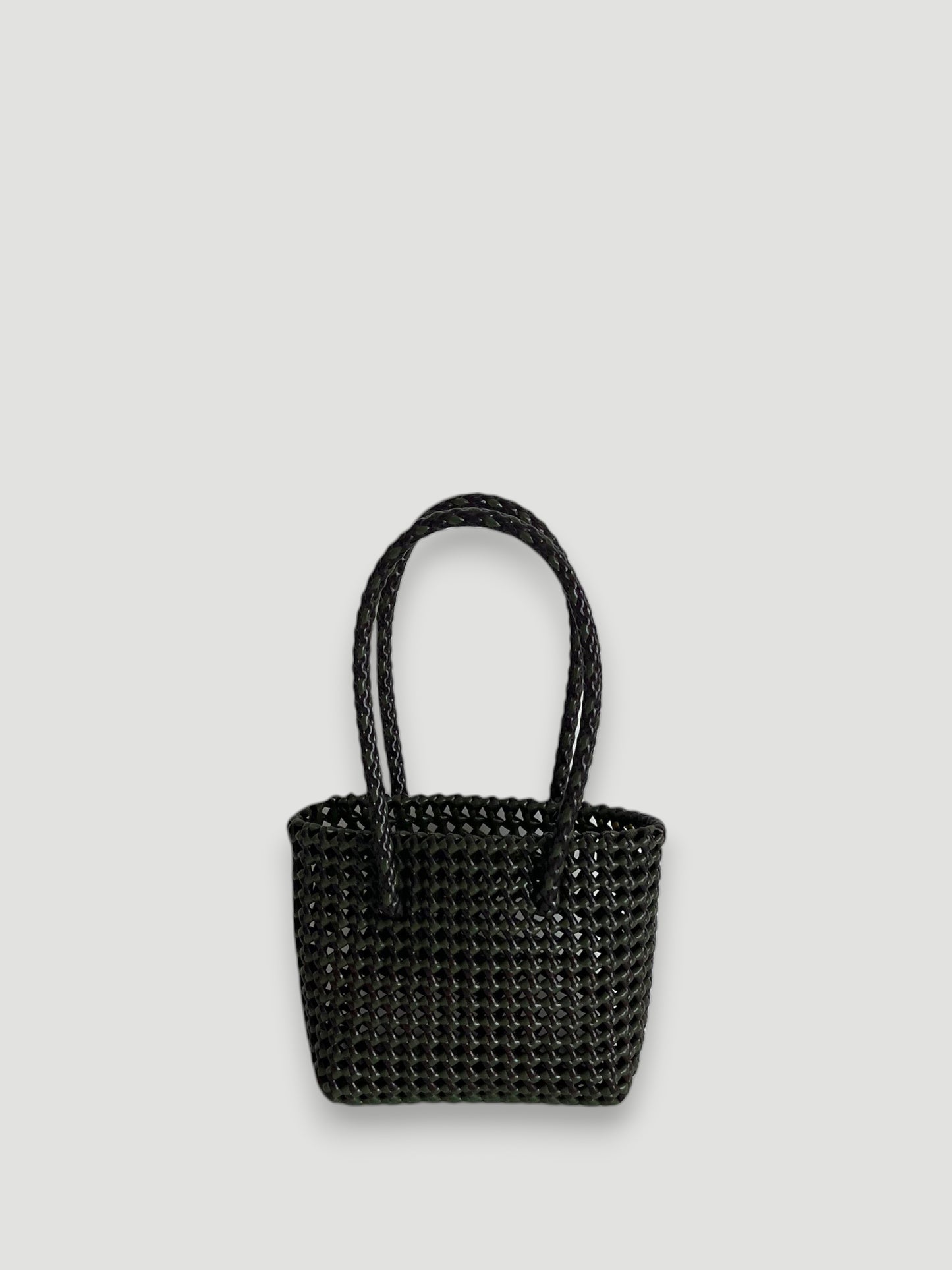 N°254XS - SAC PANIER TRESSÉ MAIN - MINI - marron & kaki