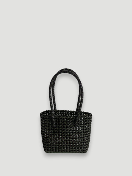 N°254XS - SAC PANIER TRESSÉ MAIN - MINI - marron & kaki