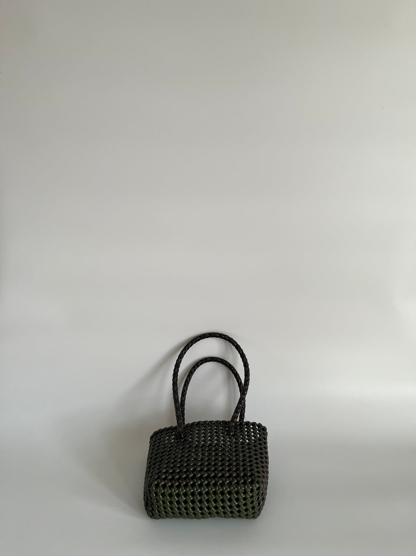 N°254XS - SAC PANIER TRESSÉ MAIN - MINI - marron & kaki