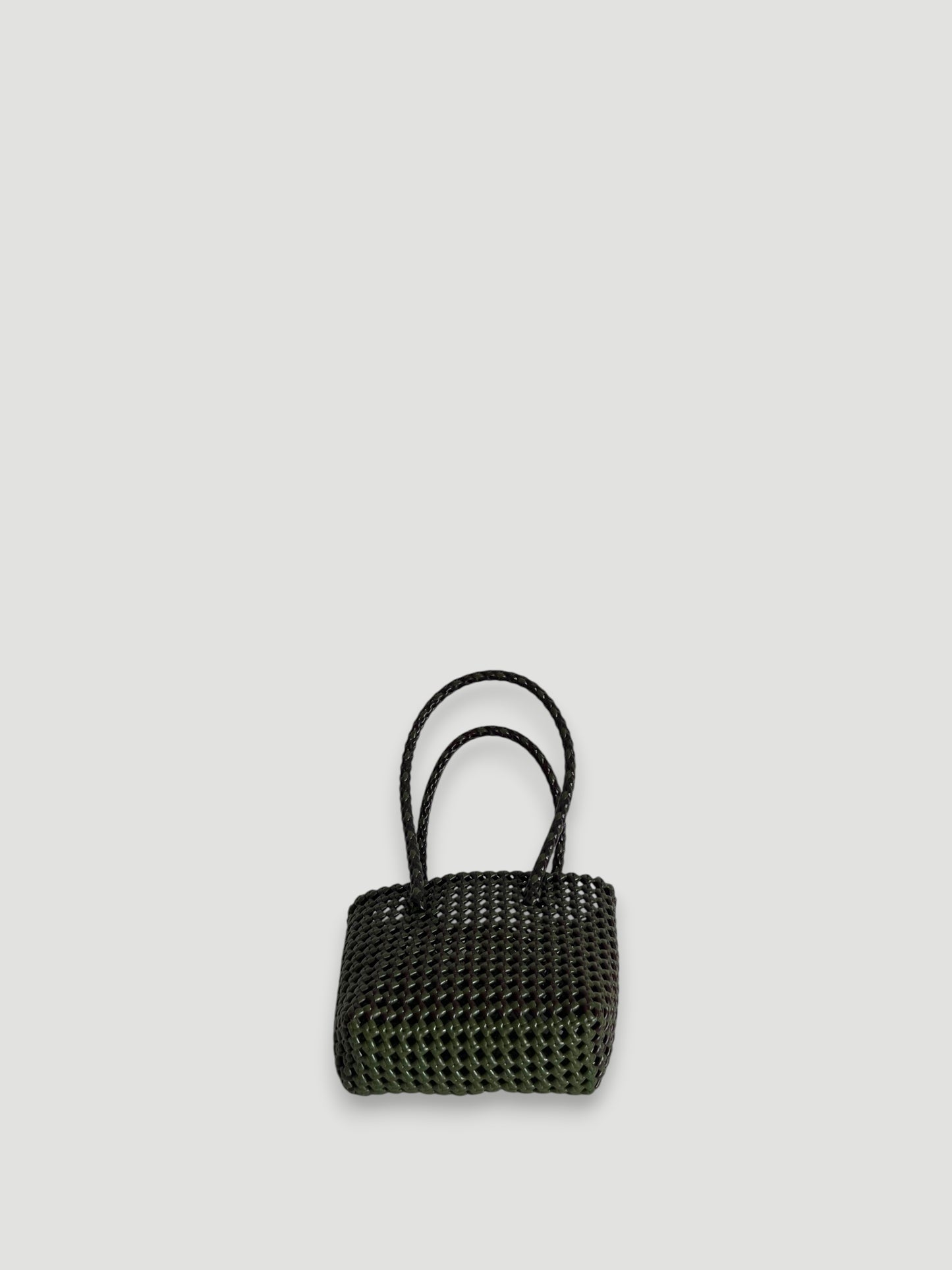 N°254XS - SAC PANIER TRESSÉ MAIN - MINI - marron & kaki