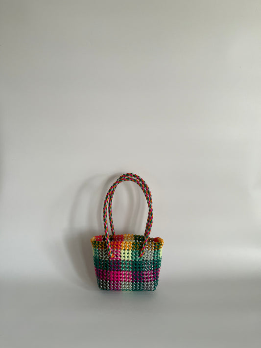 N°515XS - SAC PANIER TRESSÉ MAIN - MINI - multicolors