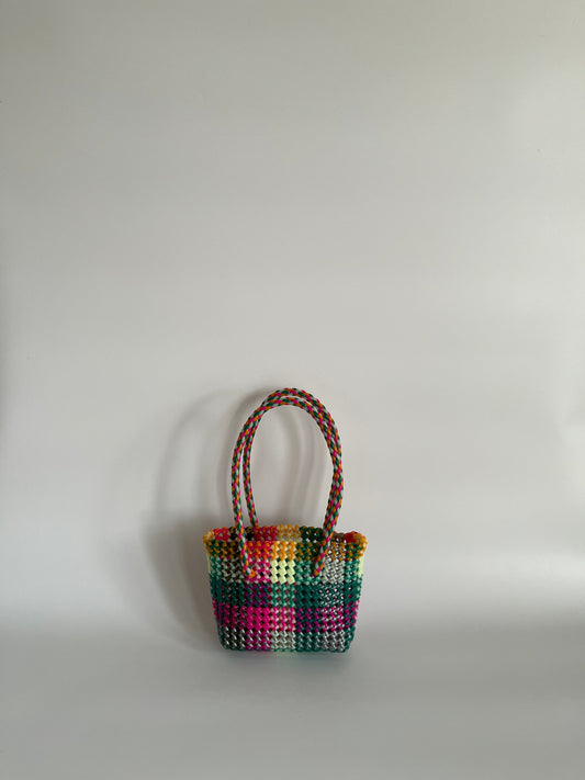 N°515XS - SAC PANIER TRESSÉ MAIN - MINI - multicolors