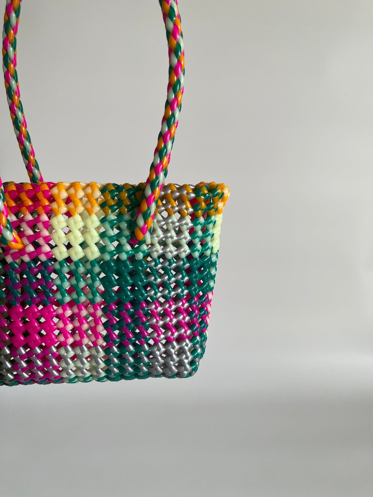 N°515XS - SAC PANIER TRESSÉ MAIN - MINI - multicolors