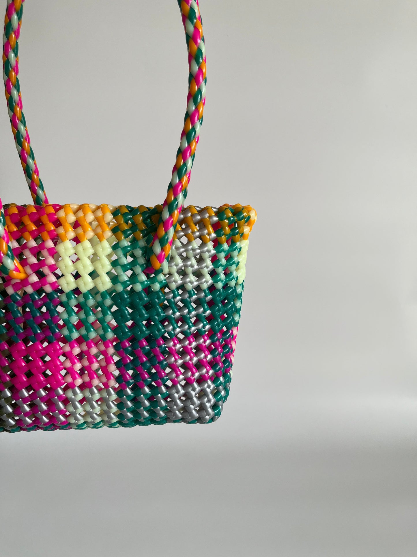 N°515XS - SAC PANIER TRESSÉ MAIN - MINI - multicolors