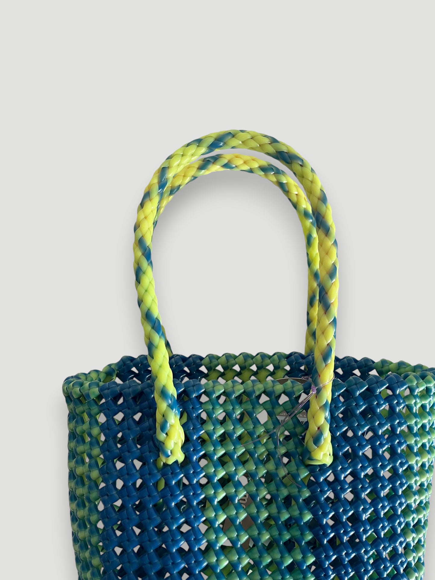 No. 121XS - Hand-braided basket bag - mini - neon yellow &amp; dark blue