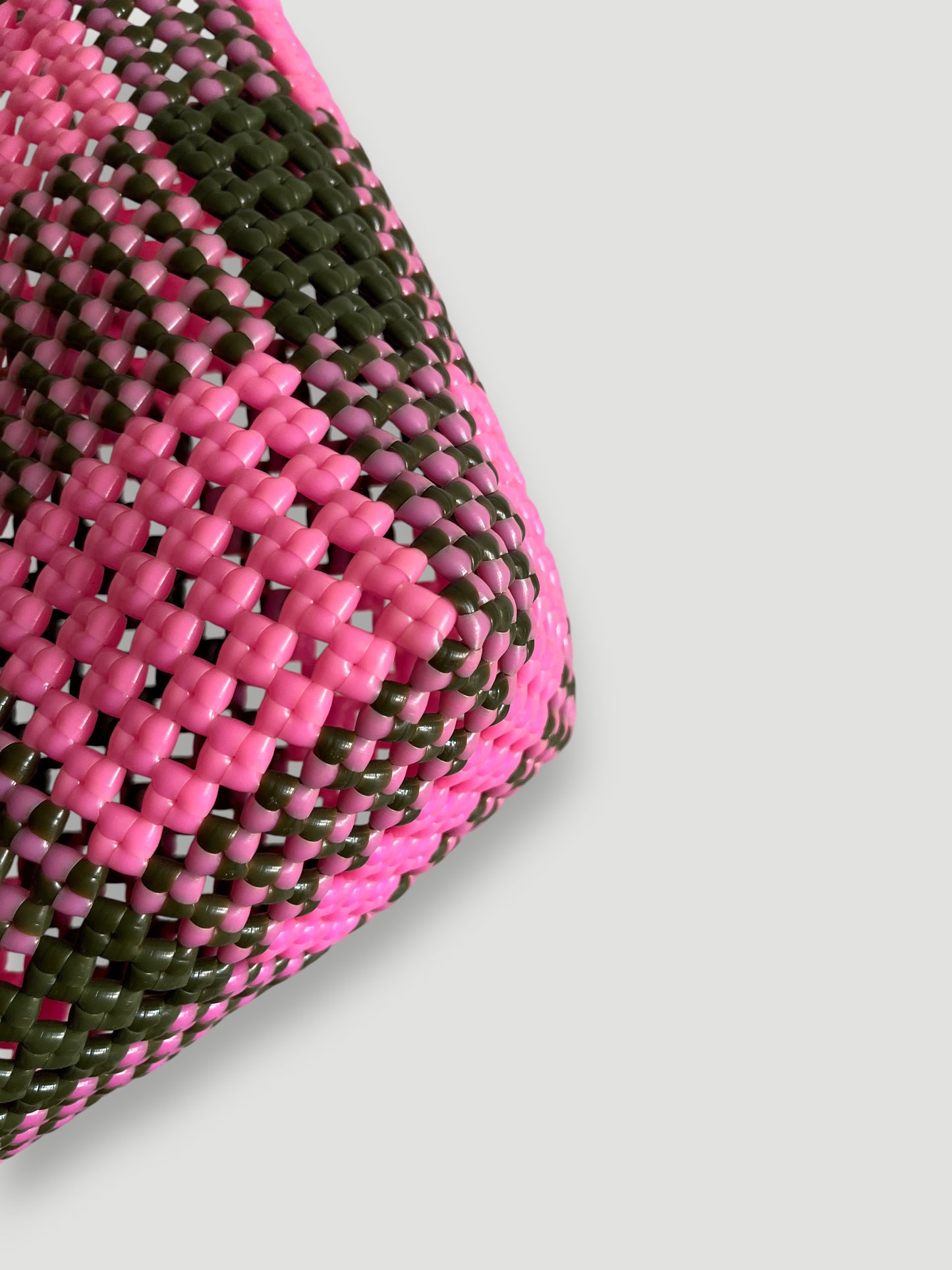 No. 23S bis - IMPERFECT BASKET BAG - SMALL - khaki &amp; light pink