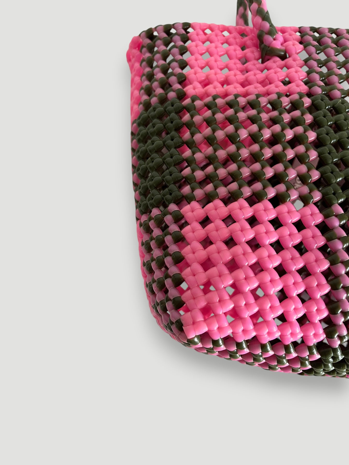 No. 23S bis - IMPERFECT BASKET BAG - SMALL - khaki &amp; light pink