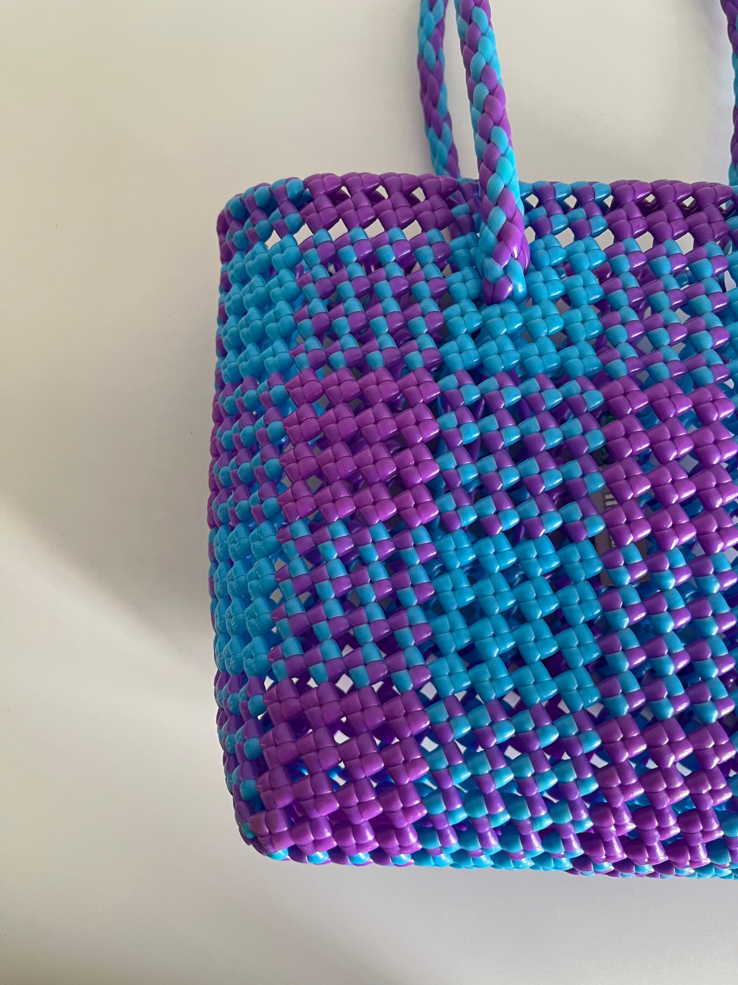 N°4S - SAC CABAS IMPARFAIT - PETIT - bleu clair & violet