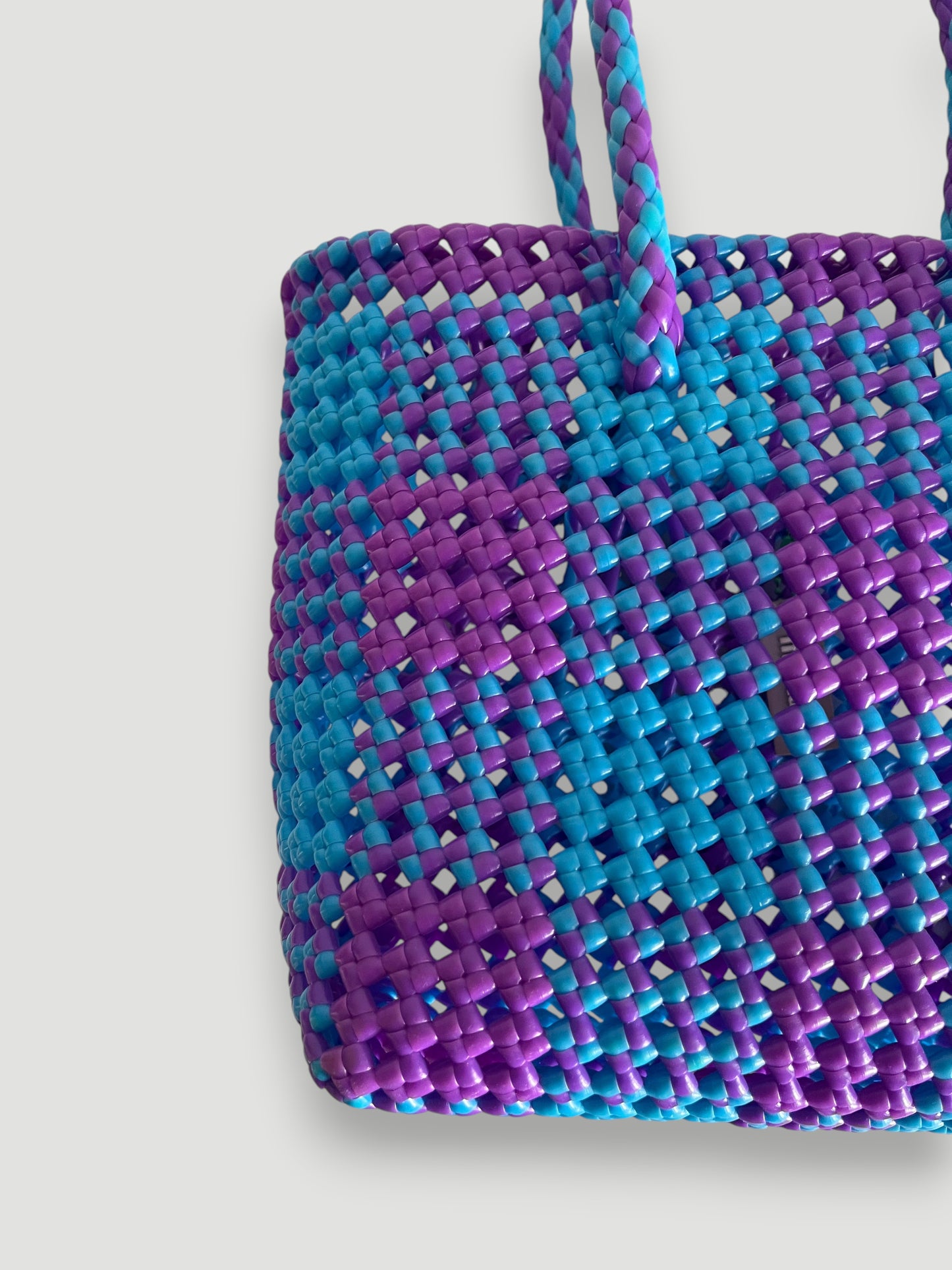 No. 4S - IMPERFECT BASKET BAG - SMALL - light blue &amp; purple