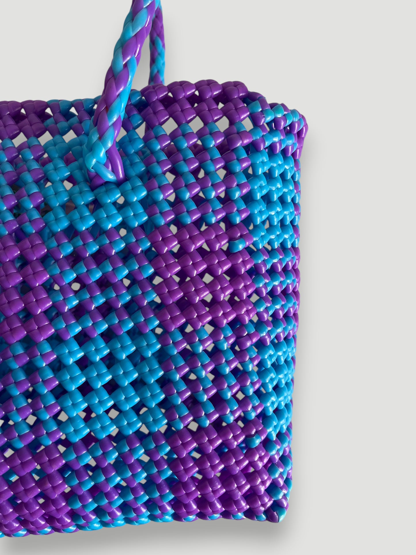 No. 4S - IMPERFECT BASKET BAG - SMALL - light blue &amp; purple