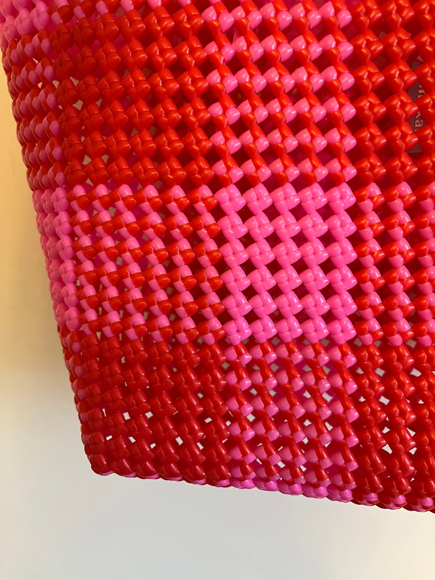 N°12L - SAC CABAS IMPARFAIT - GRAND - rose clair & rouge