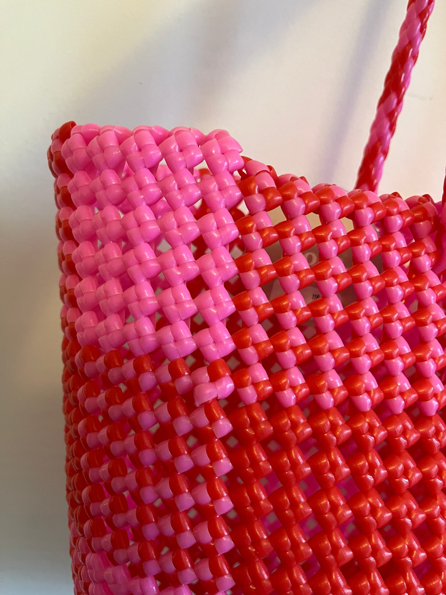 N°12L - SAC CABAS IMPARFAIT - GRAND - rose clair & rouge